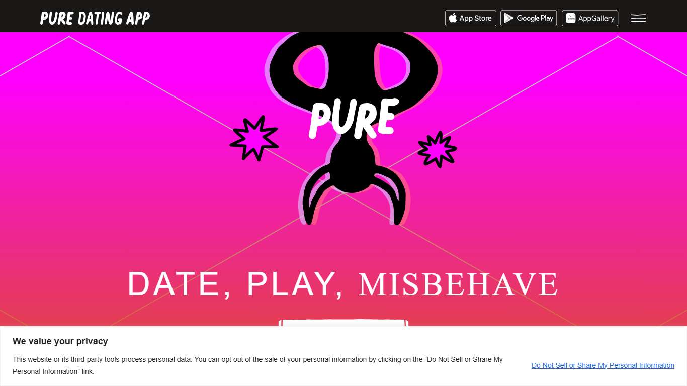 Date, play, misbehave. Dating app. : PURE.APP